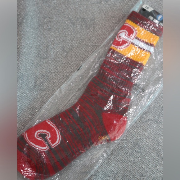 NHL Calgary Flames Athletic Socks Red Yellow Size Large - Picture 3 of 5